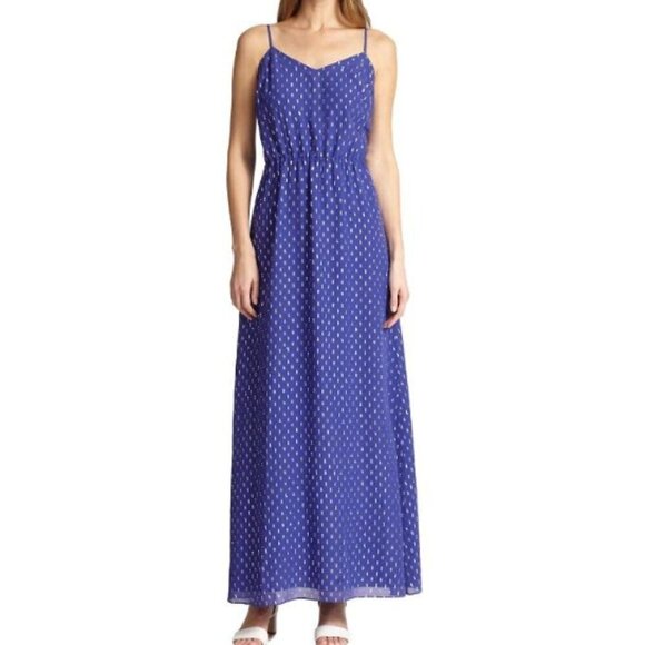 Lilly Pulitzer DeAnna Maxi Dress in Blue Metallic Clip Dot sz M - Picture 1 of 5